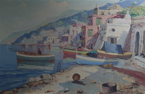 S. Martini, oil on board, coastal landscape, 57 x 88cm